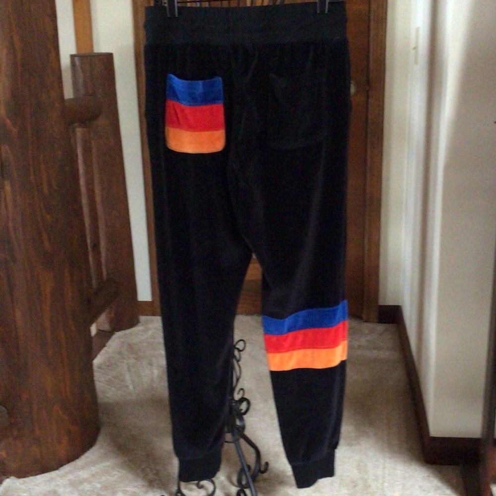 C&C California Black Velour Stripe Jogger Pants L - Picture 7 of 9